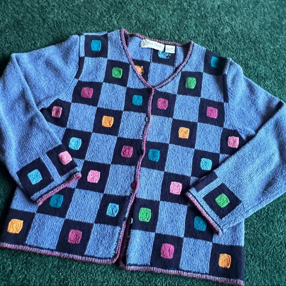 VINTAGE FUNKY PURPLE CARDIGAN - Picture 2 of 4